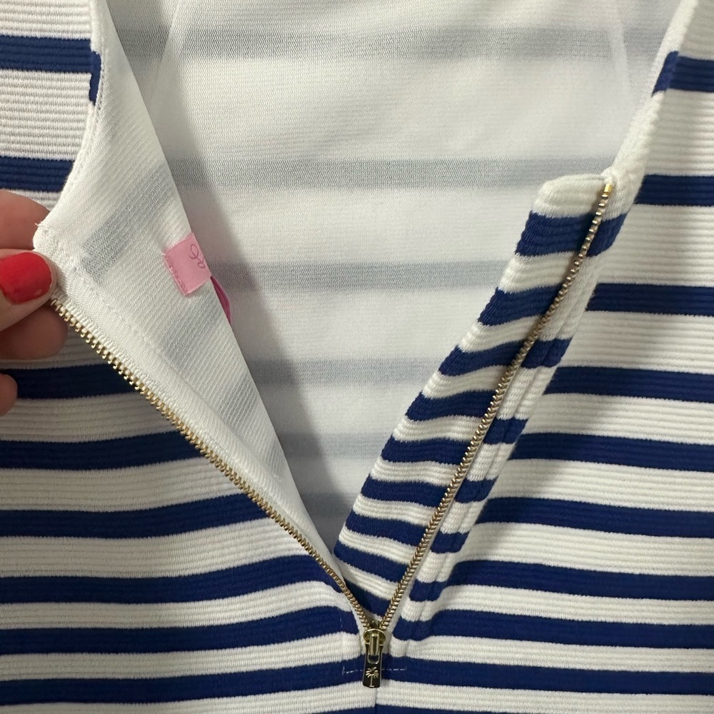 Lilly Pulitzer Blue and White Striped Dress, Size Small NWT - Picture 6 of 12